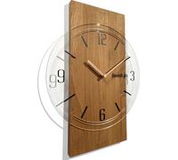 Horloge murale grande géométrique 40cm sans bruit de tic-tac bois imitation bois salon chambre adolescent (chêne/transparent)