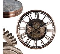 Horloge murale grande horloge murale avec engrenages mobiles, horloge murale métallique surdimensionnée vintage sans coupure avec chiffres romains, batterie steampunk industrielle opérée, décoration
