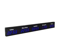 Horloge Murale, Grande Horloge numérique LED, Fuseau horaire 3/4/5 Villes, boîtier entièrement en Aluminium, pour hôtel, 5City-BL