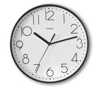 Hama Horloge Murale Salina (Pendule sans tic-tac, Horloge à Quartz silencieuse, Ø 22 cm, Grands Chiffres, Analogique, Aiguilles des Heures Minutes et Secondes, Pile Incluse) Noir
