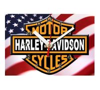 Horloge murale Harley Davidson en logo moto - 20x20cm - Aluminium - Piles fournies