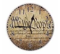 Horloge murale « Histoire de l'écriture » 25 cm, à piles, représentant la Constitution des États-Unis d'Amérique. Silencieuse et moderne, elle est idéale pour la maison, la cuisine, le salon, la sa