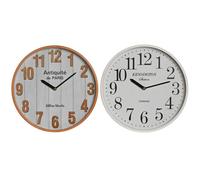 Horloge murale Home ESPRIT Blanc Cristal Bois MDF 32 x 4,5 x 32 cm (2 pièces)