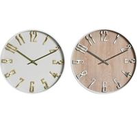 Horloge murale Home ESPRIT Blanc Or Argent PVC 30 x 4 x 30 cm (2 pièces)