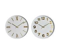 Horloge murale Home ESPRIT Blanc Or PVC 30 x 4 x 30 cm (2 pièces)