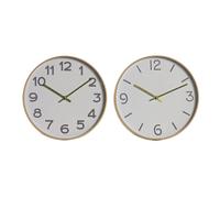 Horloge murale Home ESPRIT Blanc Or PVC 30 x 4 x 30 cm (2 pièces)