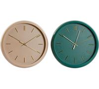 Horloge murale Home ESPRIT vert Rose PVC Moderne 30 x 4 x 30 cm (2 pièces)