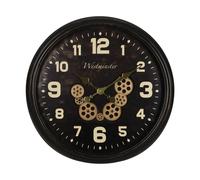 Horloge murale Horloge à engrenages noir et or Chiffres arabes