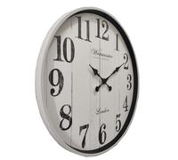 Horloge murale, horloge de cuisine, analogique, à piles, verre, blanche, salon, diamètre 50,6 cm