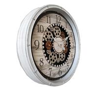 Horloge murale, horloge de cuisine, blanche, engrenages mobiles, chiffres romains, diamètre 50,8 cm