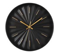 Horloge murale, horloge de cuisine sans chiffres, noire et dorée, à piles, diamètre 30,5 cm