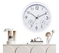 Horloge Murale, Horloge De Jardin, Horloges D'extérieur, Horloge Murale Étanche avec Thermomètre Hygromètre, 12 Pouces, Horloge Murale Vintage Étanche pour Terrasse, Piscine