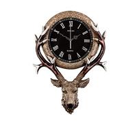 Horloge Murale Horloge Européenne Rétro Tête De Cerf Horloge Murale Nordique Américain Salon Décoration Grande Horloge Murale Horloge Silencieuse Mur Maison 20 Pouces Horloge Murale Numérique (Couleur