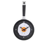 Horloge Murale, Horloge Murale Silencieuse sans Tic-Tac, Poêle 3D avec Horloge Murale en Forme D'œuf Au Plat, Horloge Murale Décorative De Cuisine (Noir)