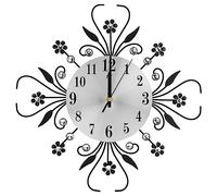 Horloge Murale, Horloge Murale Suspendue en Forme De Fleur en Argent Métallisé Créatif Bling Pétillant pour Le Salon