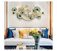 Horloge Murale, horloges murales en métal 3D t, Conception de Feuille de Ginkgo Grandes Montres murales de Salon Horloge de décoration à Quartz Moderne silencieuse sans tic-tac, 100X50CM