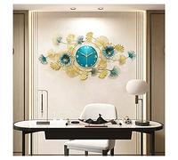 Horloge Murale, horloges murales en métal 3D t, Conception de Feuille de Ginkgo Grandes Montres murales de Salon Horloge de décoration à Quartz Moderne silencieuse sans tic-tac, 100X52CM