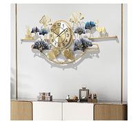 Horloge Murale, horloges murales en métal 3D t, Conception de Feuille de Ginkgo Grandes Montres murales de Salon Horloge de décoration à Quartz Moderne silencieuse sans tic-tac, 100X45CM