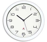 Horloge murale Hornew blanc en ABS et verre - pile AA non fournie - Diamètre 30 cm, profondeur 4 cm G