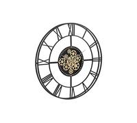 Vente-unique - Horloge Murale Industrielle - D. 80 cm - Métal - Noir et doré - KARIAL
