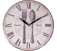 Horloge murale intemporelle Ø29cm style campagnard Shabby Vintage Antique Horloge de cuisine en bois Décoration, Motif:Fourchette Cuillère