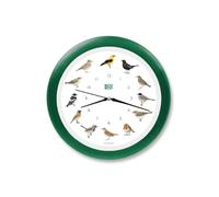 Horloge murale - KOOKOO - Oiseaux des jardins - Cadre vert - 12 chants d'oiseaux - Intérieur classique
