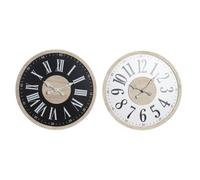 DKD Home Decor Horloge Murale Blanche et Noire, en MDF (60 x 4,5 x 60 centimètres)
