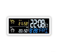 Horloge murale LCD multifonction avec affichage de la température intérieure et extérieure, affichage numérique de la date, jour de la date, bureau en ABS blanc ou unité suspendue pour la surveillance