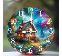 Horloge Murale Le Bosquet contes fées 25cm, Moderne Silencieuse Pendule Murale, Arabes Chiffres Pendules Murales Facile à Lire, horloge murale Ronde pour Décoration de Cuisine Salon Chambre Bureau