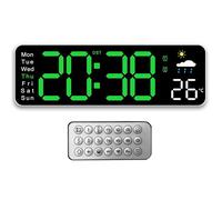 Horloge murale LED - 1 pc, Vert, 12 pouces - Compte à rebours luminosité réglable télécommandée - Décoration Aucunely