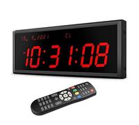 Horloge Murale LED, 3" Gym Timer Big LED Interval Workout Horloge murale avec heure et date Numérique Compte à rebours/Horloge Chronomètre for Garage Boxe Entraînement