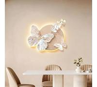 Horloge Murale LED 3D - Silencieuse (sans Tic-tac) - Motif Floral Et Papillons - Télécommande Incluse - Décoration pour Salon, Chambre, Salle à Manger Green C 23.6inx15.7in