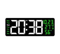 Horloge murale LED à grand écran avec télécommande, affichage de la température, de la date, de la semaine, 12/24 heures pour une décoration élégante de maison ou de bureau