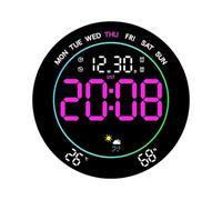 Horloge murale LED avec moniteur de température et prévisions météo 25,4 cm | Cette grande horloge murale LED affiche la température et les prévisions météo pour vous aider à planifier votre emploi du