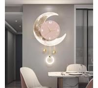 Horloge Murale LED en Forme de Lune, Horloge décorative 3D de Luxe avec télécommande, Horloge Murale câblée pour Salon, entrée, Couloir, Chambre, Verte