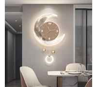 Horloge Murale LED en Forme de Lune, Horloge décorative 3D de Luxe avec télécommande, Horloge Murale câblée pour Salon, entrée, Couloir, Chambre, Verte