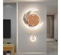 Horloge Murale LED en Forme de Lune, Horloge décorative 3D de Luxe avec télécommande, Horloge Murale câblée pour Salon, entrée, Couloir, Chambre, Verte