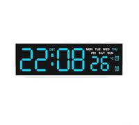 Horloge Murale LED Géante Affichage Heure pour jour Température Date - pour réveil Digital avec Veilleuse Douce pour Bureau Maison 16.8cm(F)