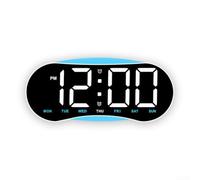 Horloge Murale LED Grand Écran pour affichage Complet Horloge | Affichage complet, heure, jour, date, température, alarme visible en un coup d'œil(White+Blue)