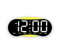 Horloge Murale LED Grand Écran pour affichage Complet Horloge | Affichage complet, heure, jour, date, température, alarme visible en un coup d'œil(GWhite+Yellow)
