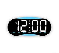 Horloge Murale LED Grand Écran pour affichage Complet Horloge | Affichage complet, heure, jour, date, température, alarme visible en un coup d'œil(Black+Blue)