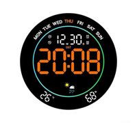 Horloge murale LED grand écran, prévisions météorologiques, affichage de la température intérieure et de l'humidité, 8 modes de couleur, 3 effets dynamiques, compte à rebours, manuel automatique