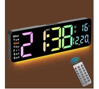 Horloge murale LED réglable - grand écran, télécommande, luminosité variable, chambre/salon