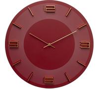 Kare Leonardo Horloge Murale Moderne Rouge/doré Diamètre 49 cm Bordeaux Horloge analogique avec Design linéaire Fonctionnement à Piles pour Salon, Cuisine, Chambre à Coucher et Bureau