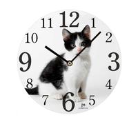 Lowell Orologio Da Parete Cat In Vetro Tondo 33,5cm Serigrafato 14844-Low