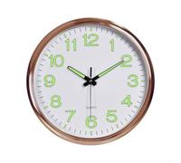 Horloge murale lumineuse à quartz silencieuse de 30,5 cm sans tic-tac ronde phosphorescente en plastique pour décoration d'intérieur, grands chiffres faciles à lire (rose, blanc)