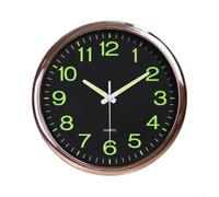 Horloge murale lumineuse à quartz silencieuse de 30,5 cm sans tic-tac ronde phosphorescente en plastique pour décoration d'intérieur, grands chiffres faciles à lire (rose, noir)