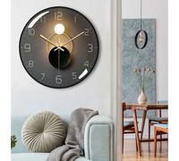 Horloge murale lumineuse radiocommandée avec 4 LED bleues, capteur de luminosité, 3 modes d'éclairage, 30 cm