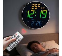 Horloge murale lumineuse RVB avec réglage électronique | Affichage de la minuterie luminosité automatique avec capteur de calendrier pour la maison et le bureau