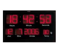 Horloge murale - LUNARTEC - Rectangulaire - LED rouges - Métal - Contemporain - Design